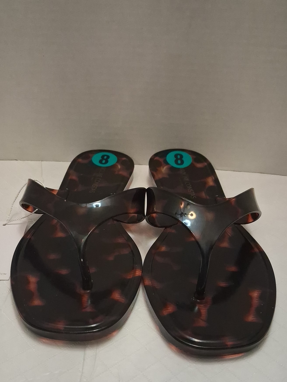 Caroline Constas Size 8 Women Tortoiseshell Jelly Thong Sandals Dark Brown/Black
